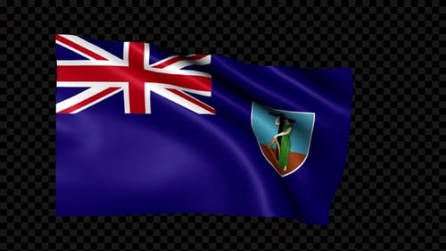 Montserrat Flag Waving Seamless Loop Animation