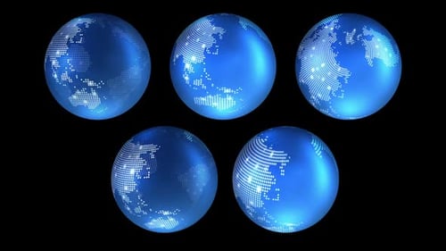 Rotating Dotted 5 Globe With Glowing Dots