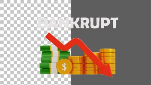 3D Money loss bankrupt | Alpha Channel