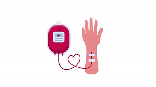 Blood Transfusion animation on transparent background, alpha channel