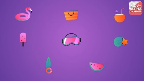 Animated Flat Design Summer Travel Icons