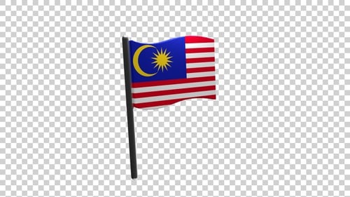 Waving Malaysian Flag 3D Animation with Alpha Channel