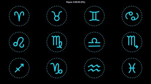 Animated Icons Zodiac Signs (Alpha Channel)