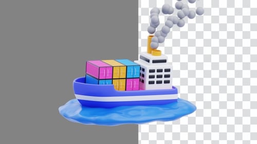 3D Animation of Delivery of goods by sea | Alpha Channel
