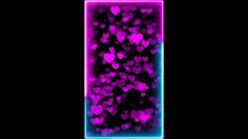 Vertical Neon Border Pink Heart Background Loop