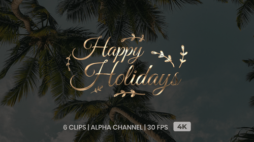Elegant Happy Holidays Text Reveal with Botanical Flourishes