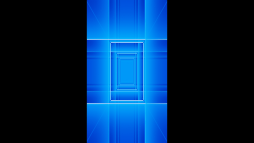 Vertical video transparent blue rectangle tunnel loop animation background
