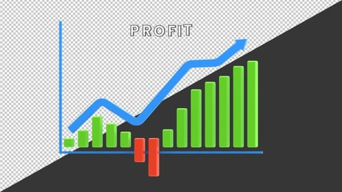 3D Profit Growth Arrow Up | Alpha Channel