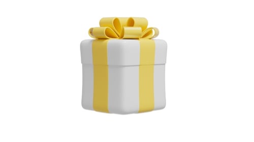 Minimalist 3D Gift Box Animation with Yellow Bow