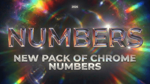 3D Chrome Numbers - Beveled Metallic Digits (Alpha Channel)