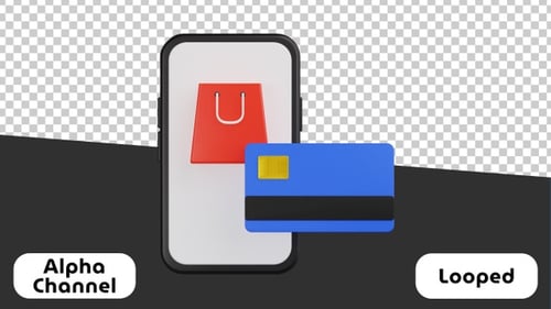 Animated 3D Mobile Shopping and Payment Concept
