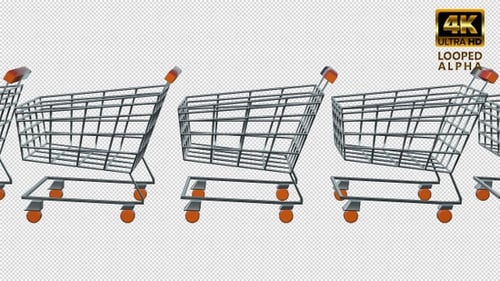 Seamless Loop of 3D Shopping Carts on Transparent Background