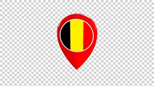 Animated Belgium Flag Location Pin Icon