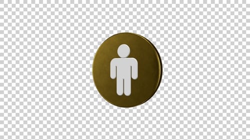 3D Rotating Golden Person Icon Loop