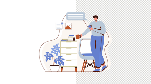Flat Design Animation of Person with Smartphone and Calendar