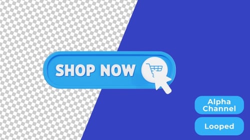 3D Animated Shop Now Button | Alpha Channel
