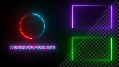 Écran final Youtube Neon Frame vert et violet V10