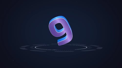 3D Countdown Blau