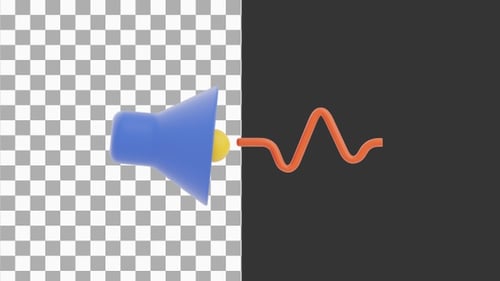 Animación 3D del icono Volume Sound Wave | Alpha Channel