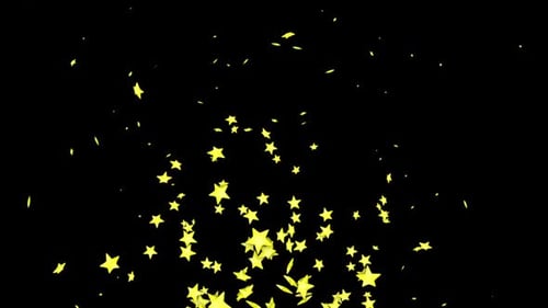 Rising Yellow Star Confetti Particles Loop