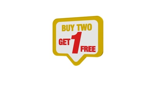 3D Buy Two Get One Free Marketing Bubble Animation
