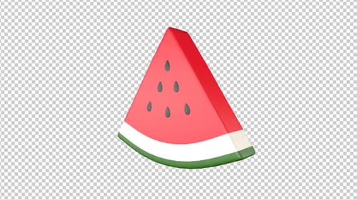 Loop Rotating 3D Watermelons Slice on Alpha Channel, Loop