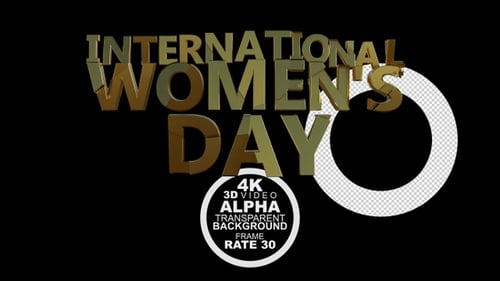 International Women's Day Gold 3D Text Reveal