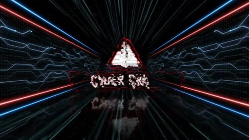 Cyber Crime Glitch Text in the Tech Room, Loopable