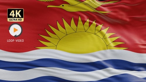 Kiribati Flag Waving Realistic Seamless Loop Animation