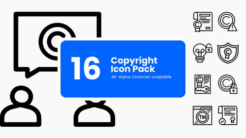 Animated Flat Line Copyright and Legal Icons Pack