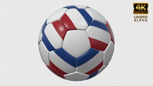 Rotating 3D Soccer Ball with Patriotic Red, White, and Blue Panels