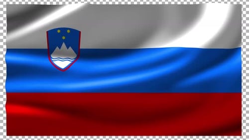 Slovenia Flag Waving Realistic Animation with Alpha Channel