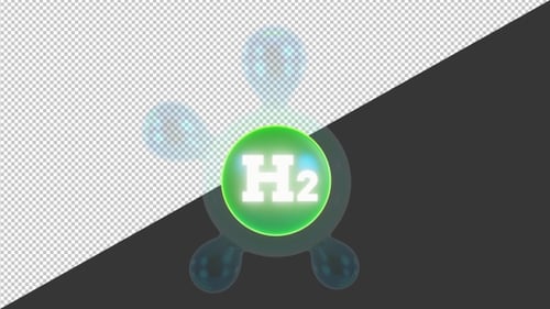 3D Hydrogen H2 Molecule Powered | Alpha Channel