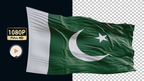 Realistic Waving Flag of Pakistan with Alpha Channel