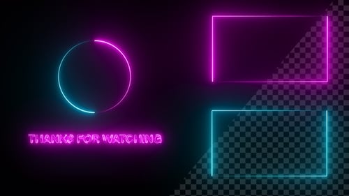Écran final Youtube Neon Frame bleu et rose V13