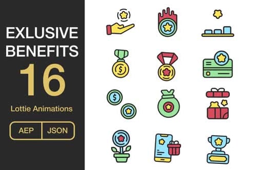 Animated Business Benefits and Financial Reward Icons Pack