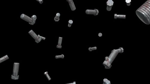 Abstract Falling Rusty Metal Screws Animation