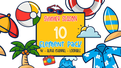 Flat Design Summer Vacation Elements Animation Pack