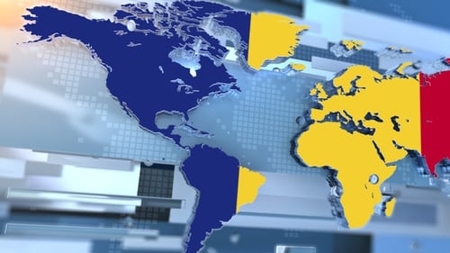 Romania Flag Inside The Shape Of World Map Transition