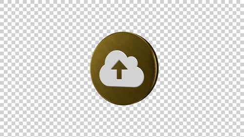 Animated 3D Golden Cloud Upload Icon