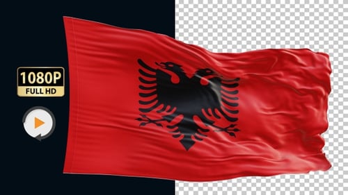 Albanian Flag Waving Realistic Motion Graphic