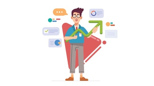 Flat Design Corporate Business Growth Animation with Character