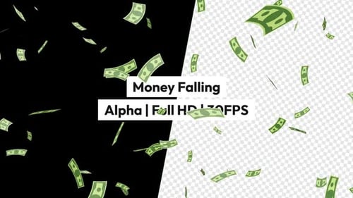 Falling Money Bills Flat Design Animation