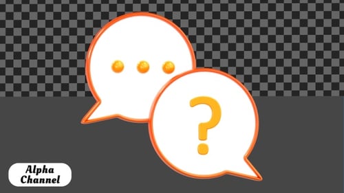 Chat Question and Typing Bubbles 3D Animation | Alpha Channel