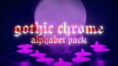 Gothic Chrome Alphabet Pack with Prismatic Glitch Effect