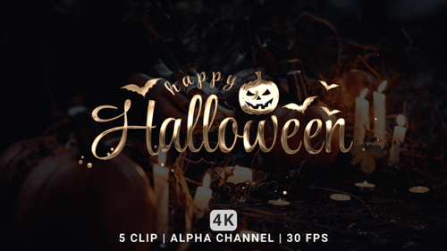 Shimmering Happy Halloween Calligraphy Title Animation