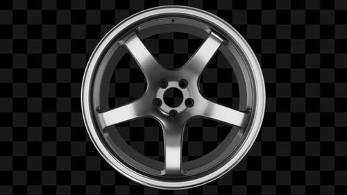 Spinning 3D Metallic Car Wheel Rim Animation