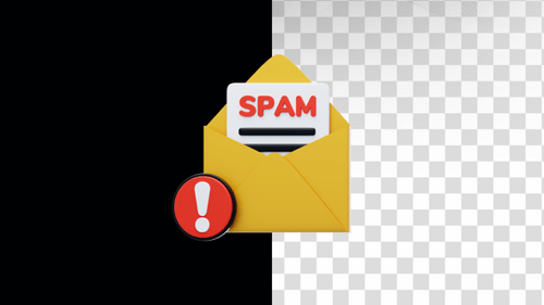 3D Animated Email Spam Warning Notification