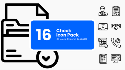 Animated Flat Design Check Mark Line Icons Pack