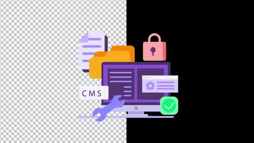 Animated Flat Design Illustration for CMS and Technology